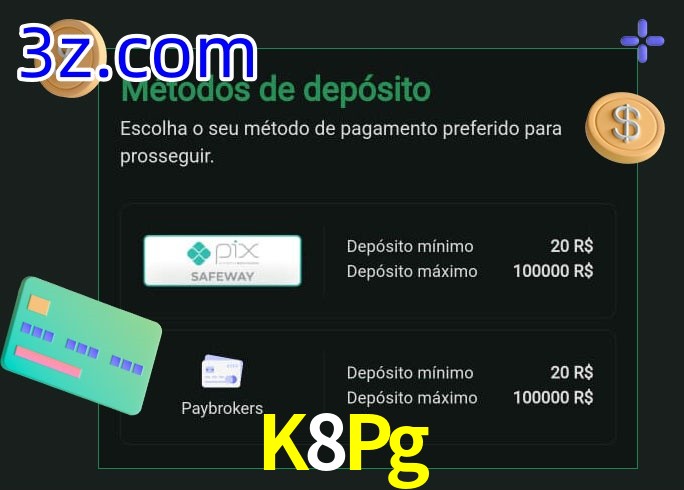 O cassino K8Pg oferece uma grande variedade de métodos de pagamento
